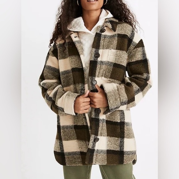 Madewell | Belrose Cassel Plaid Buffalo Check Wool Blend Lined Jacket Shacket XS - Picture 3 of 17